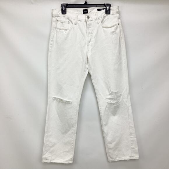 Edwin Womens Kali Ankle Vintage Straight Jeans 29 US 8 White Distressed NWOT - Picture 2 of 6